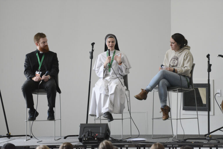 Junior High students had a Q&A session with Fr. Connor Danstrom and Sr. Marie Jeannette, OP.
