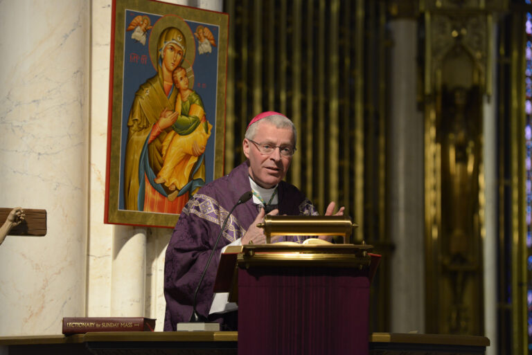 Bishop Vetter delivers the homily during closing Mass at the Cathedral of St. Helena.
